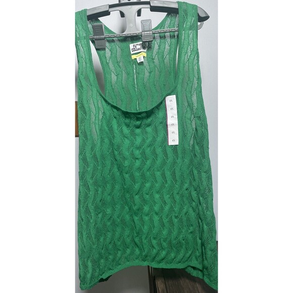 FUTURE COLLECTIVE x JENEE NAYLOR Green Crochet Tank Plus Size 4X Cover Up NWT - Picture 1 of 5